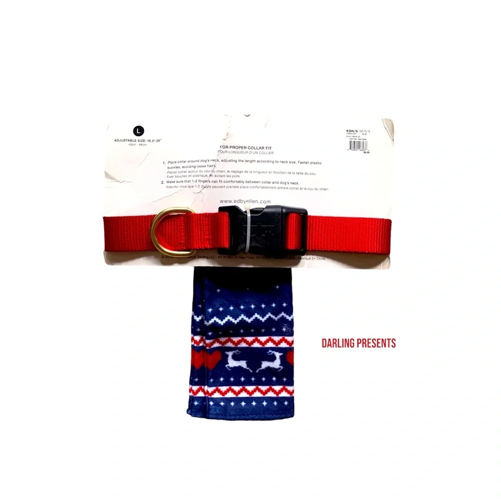 Ed Ellen Degenres Holiday Scarf Dog Vollar Color Blue Size L